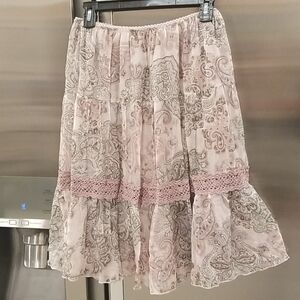💕GOLD HAWK💕 100% Silk Pattern Skirt